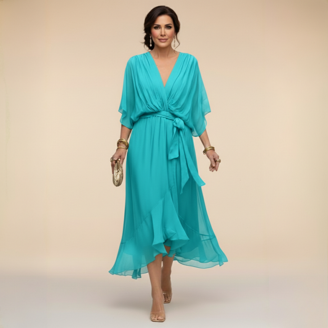 MARTA | VESTIDO DE CHIFFON CON ESCOTE EN V