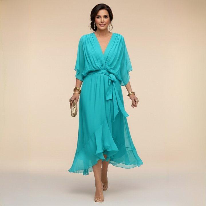 MARTA | VESTIDO DE CHIFFON CON ESCOTE EN V