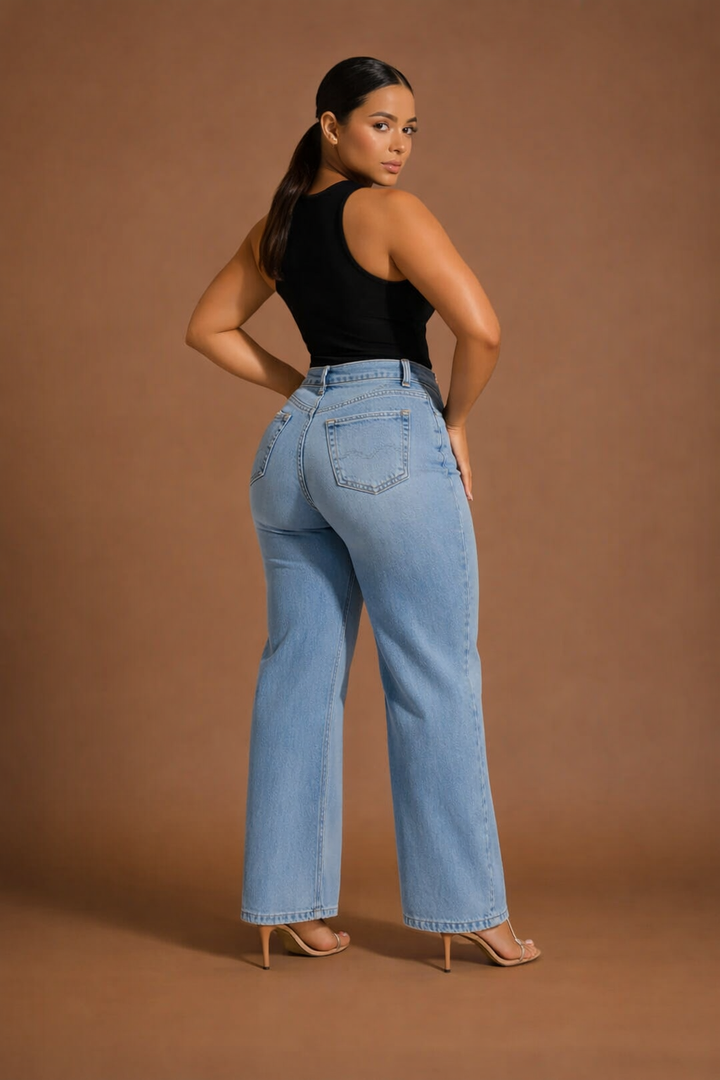 Aline - Pantalones vaqueros elásticos de cintura media