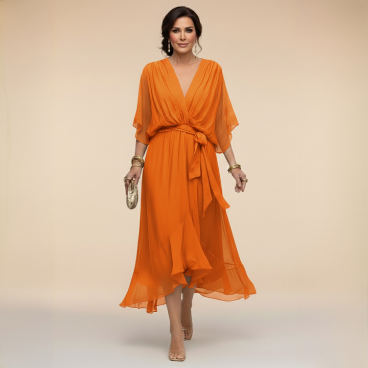 MARTA | VESTIDO DE CHIFFON CON ESCOTE EN V
