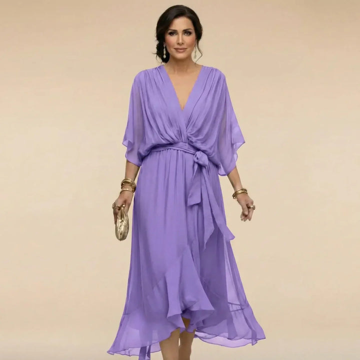 MARTA | VESTIDO DE CHIFFON CON ESCOTE EN V