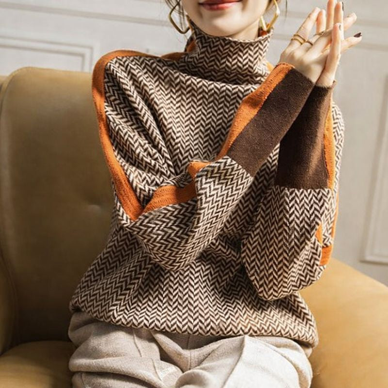 Lucía | Jersey de cuello alto con rayas en contraste